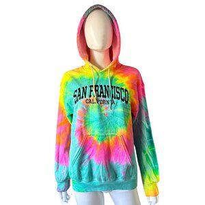 Destinations Hoodie Womens M Multi Tie Dye San Francisco Graphic Pullover